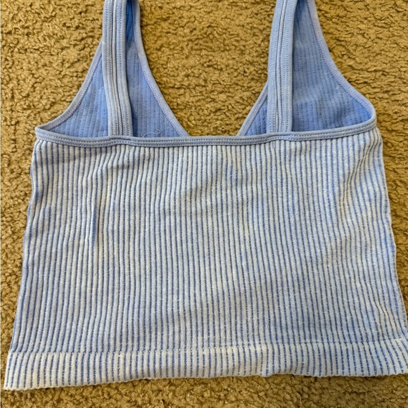 Blue Ribbed Crop Top - Picture 2 of 2